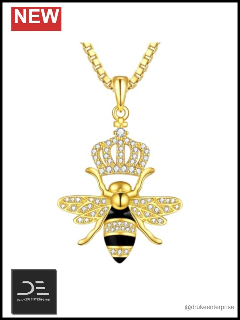 Gold-Plated Honeybee Pendant Necklace Women Gift Bee Jewelry